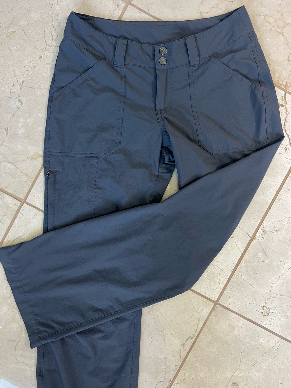 Patagonia Convertible Hiking Trail Pants Charcoal Gray Grey Purple Womens Sz 4